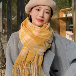 Écharpe tartan jaune