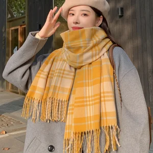 Écharpe tartan jaune