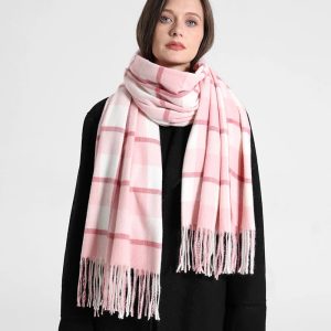 Écharpe tartan rose