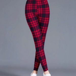 Pantalon tartan femme rouge