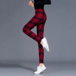 Pantalon tartan femme rouge