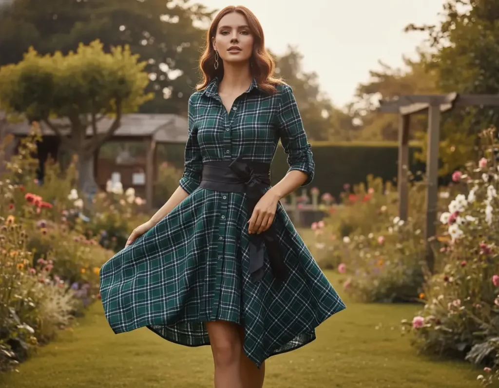 robe tartan vert