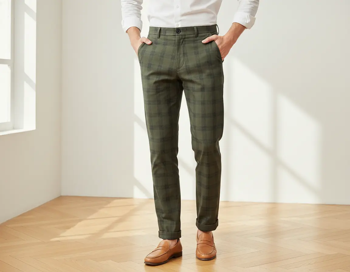 Pantalon tartan vert homme