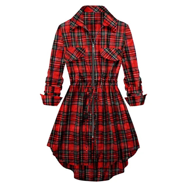 Robe chemise tartan rouge