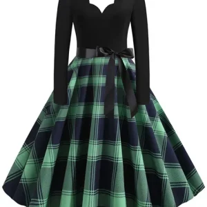 Robe tartan bleu vert